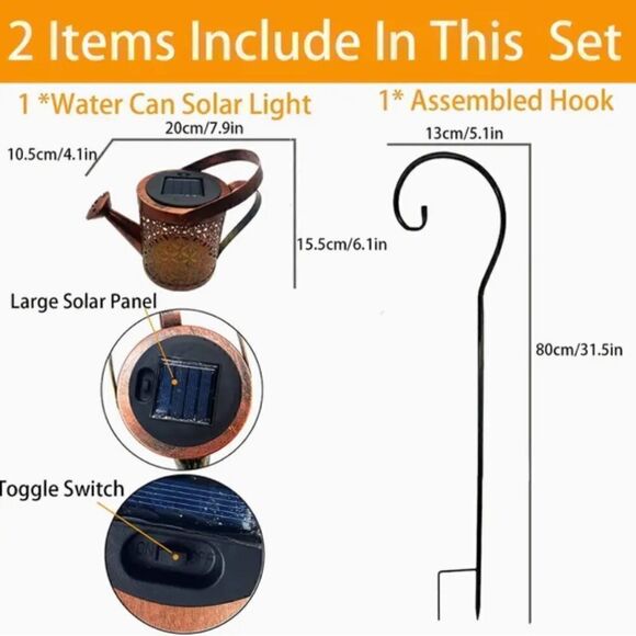 NEW! Little Solar Powered Pail with Lighted Water Stream Includes Hook Garden - Picture 3 of 9